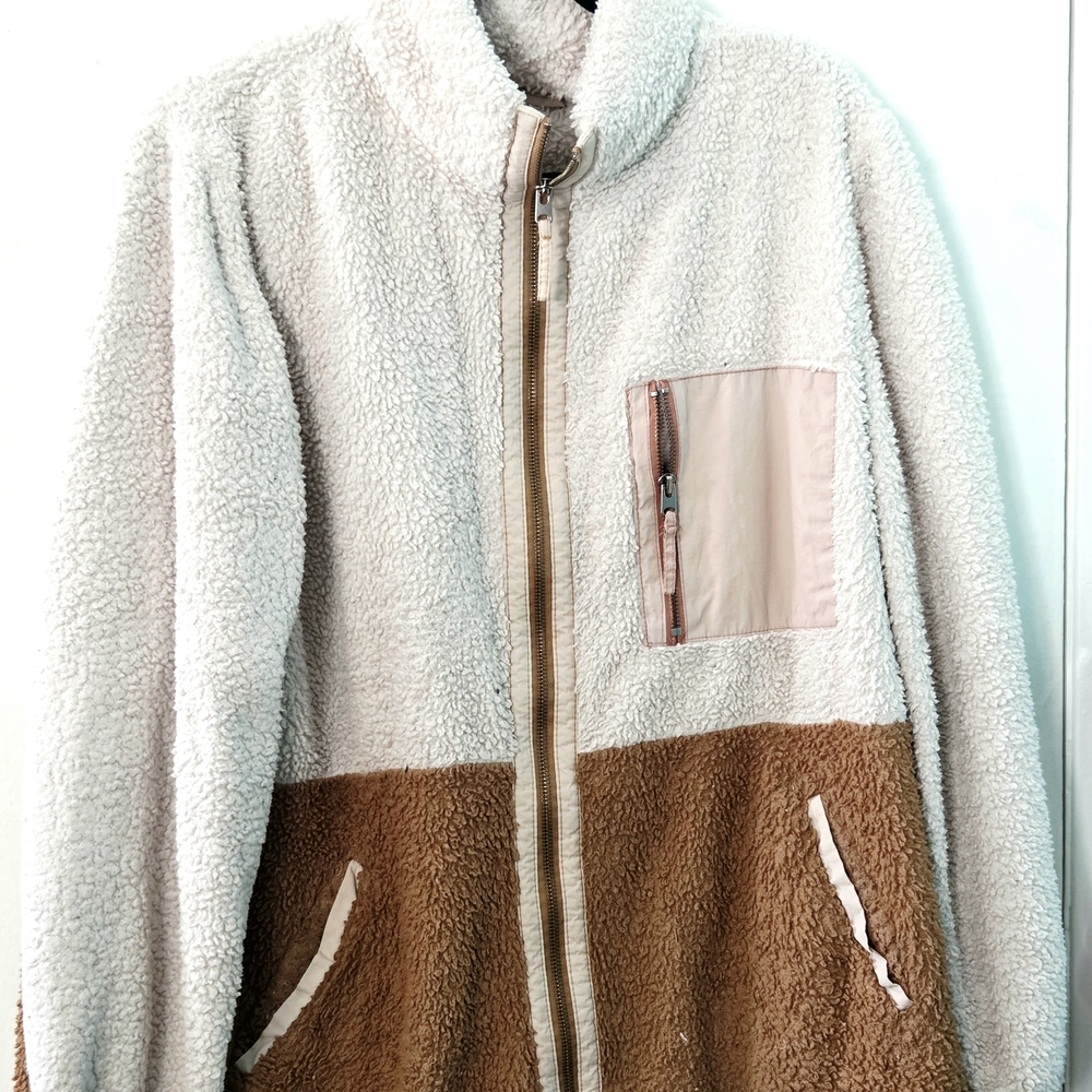 Maurices Cream and Brown Sherpa Sweater